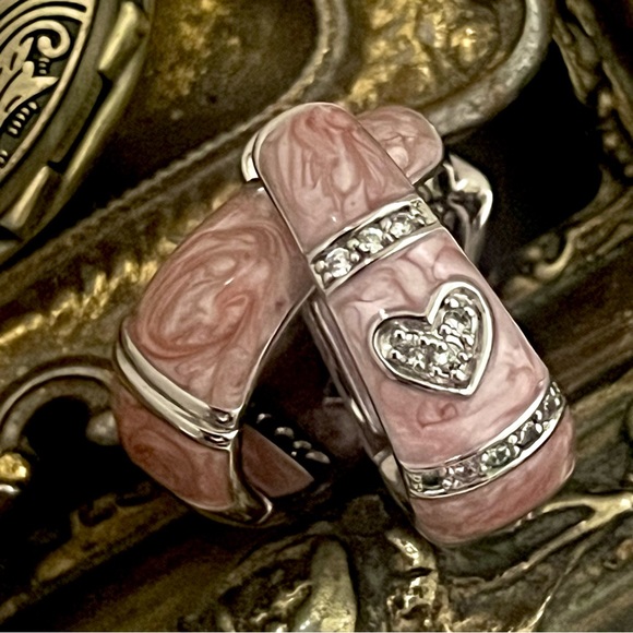 LAUREN G ADAMS Silver Baby Pink Rhodochrosite Love Crystal Huggie Hoop Earrings - Picture 4 of 4